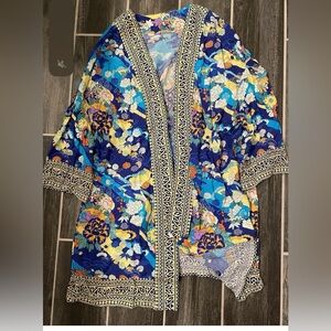 Soft Surroundings Kimono Style Womens  Multi Patterns Open Front Cardigan S/M 1